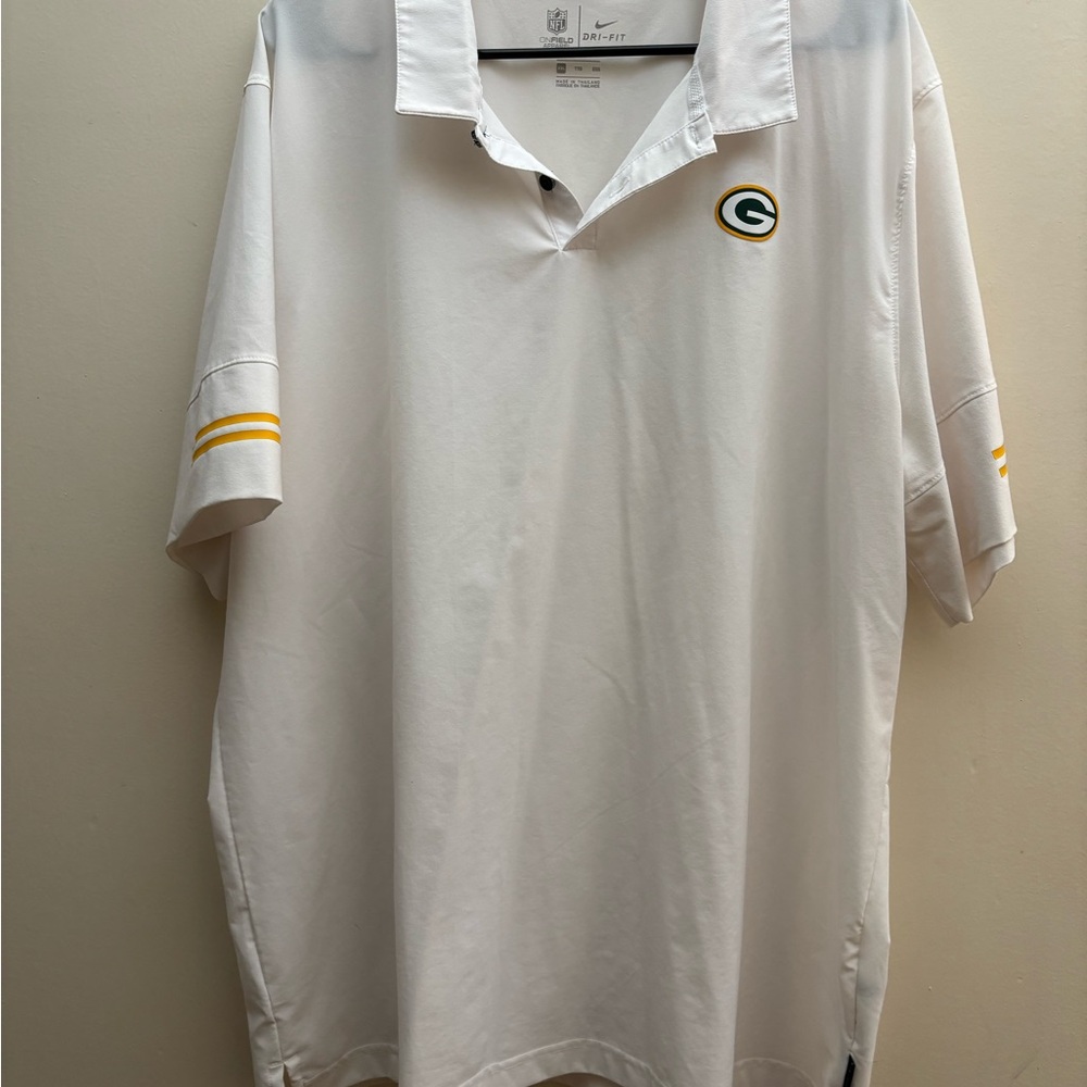 Nike White and Yellow Polo Shirt with Classic Collar